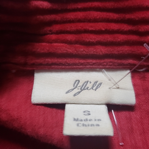 J. Jill Women's Small Red Ribbed Corduroy Jacket Jeweled Button 100% Cotton - Picture 4 of 8